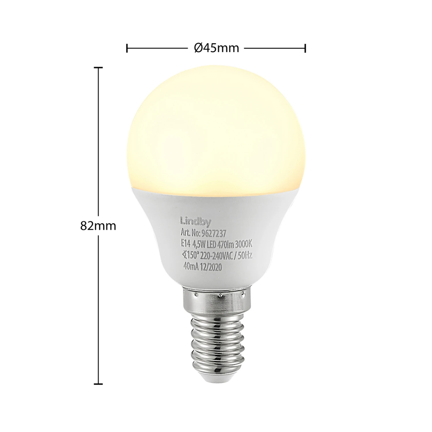 Lindby LED-Lampe E14 G45 4,5W 3.000K Opal 10er-Set – Bild 4