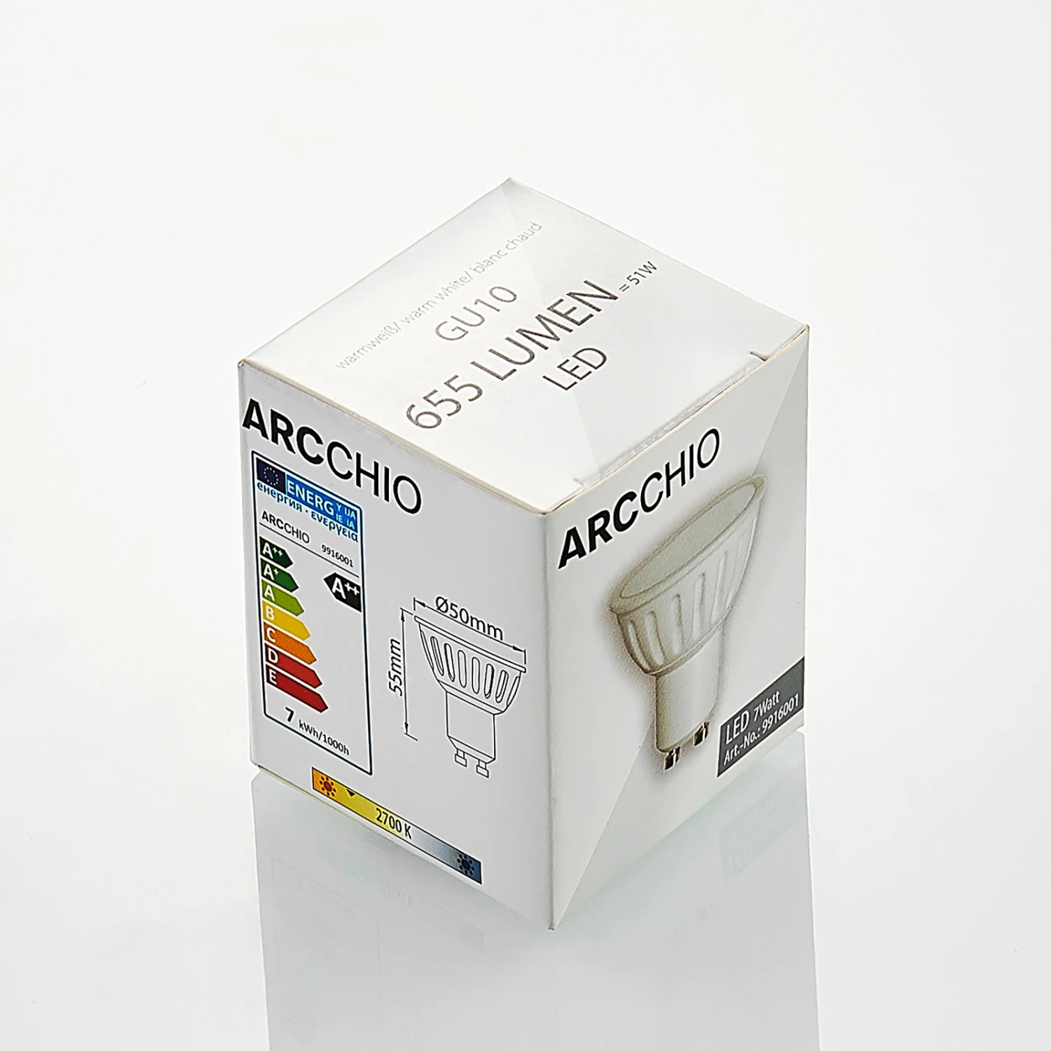Arcchio LED-Reflektor GU10 100° 7W 2.700K 3er-Set – Bild 9