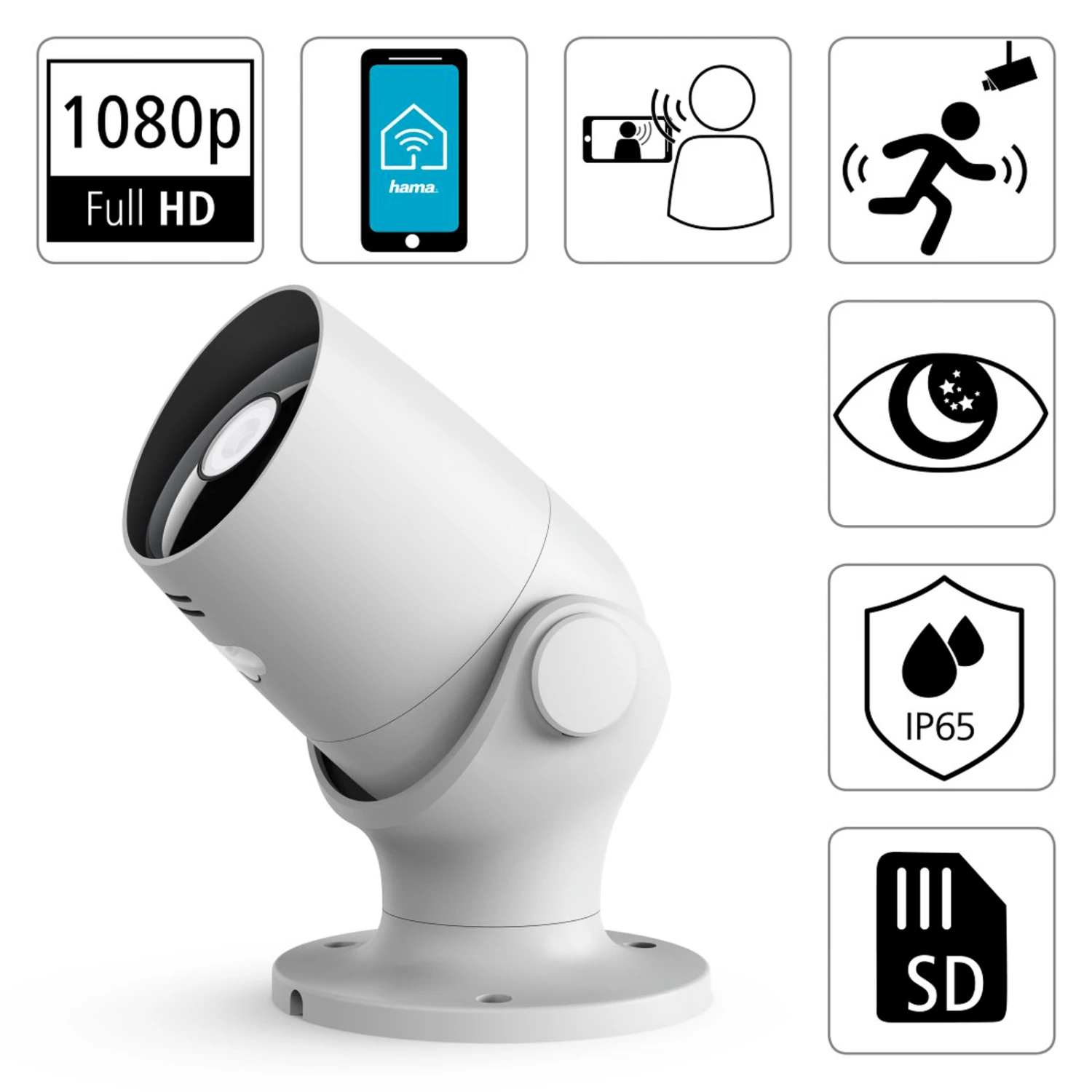 Hama WLAN Außenkamera, 2-Wege-Audio, Sensor, Weiß – Bild 3