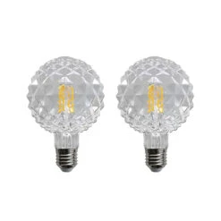 Lucande E27 3,8W LED-Lampe G95 2700K Struktur Klar 2er-Set