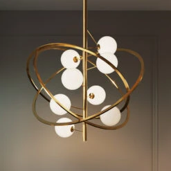 KARE Galaxia Pendellampe, Messing, Acht Glaskugeln