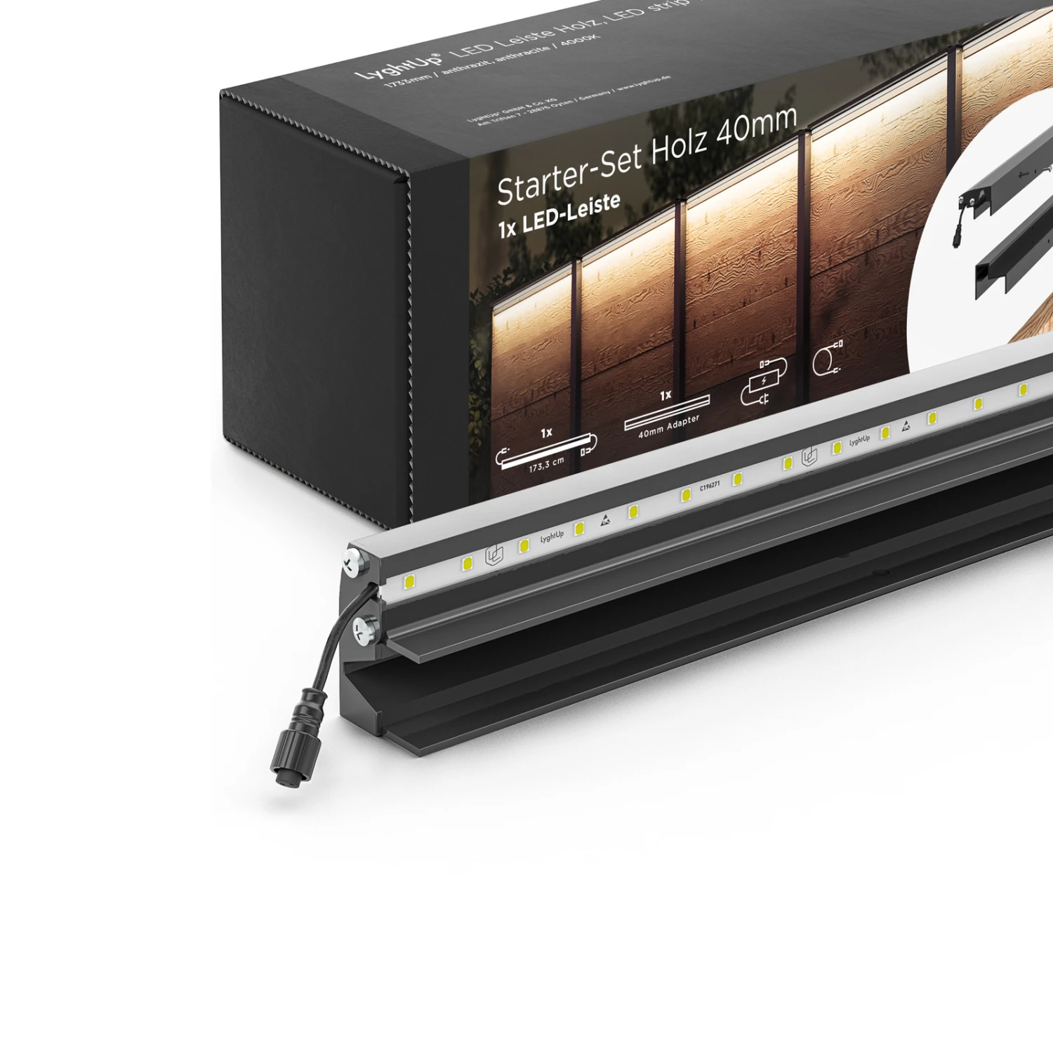 LED-Lichtleiste 1er-Starter-Set Holzzaun Anthrazit – Bild 6