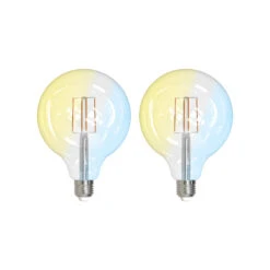 Prios LED-Filamentlampe E27 G125 7W WLAN Klar 2er
