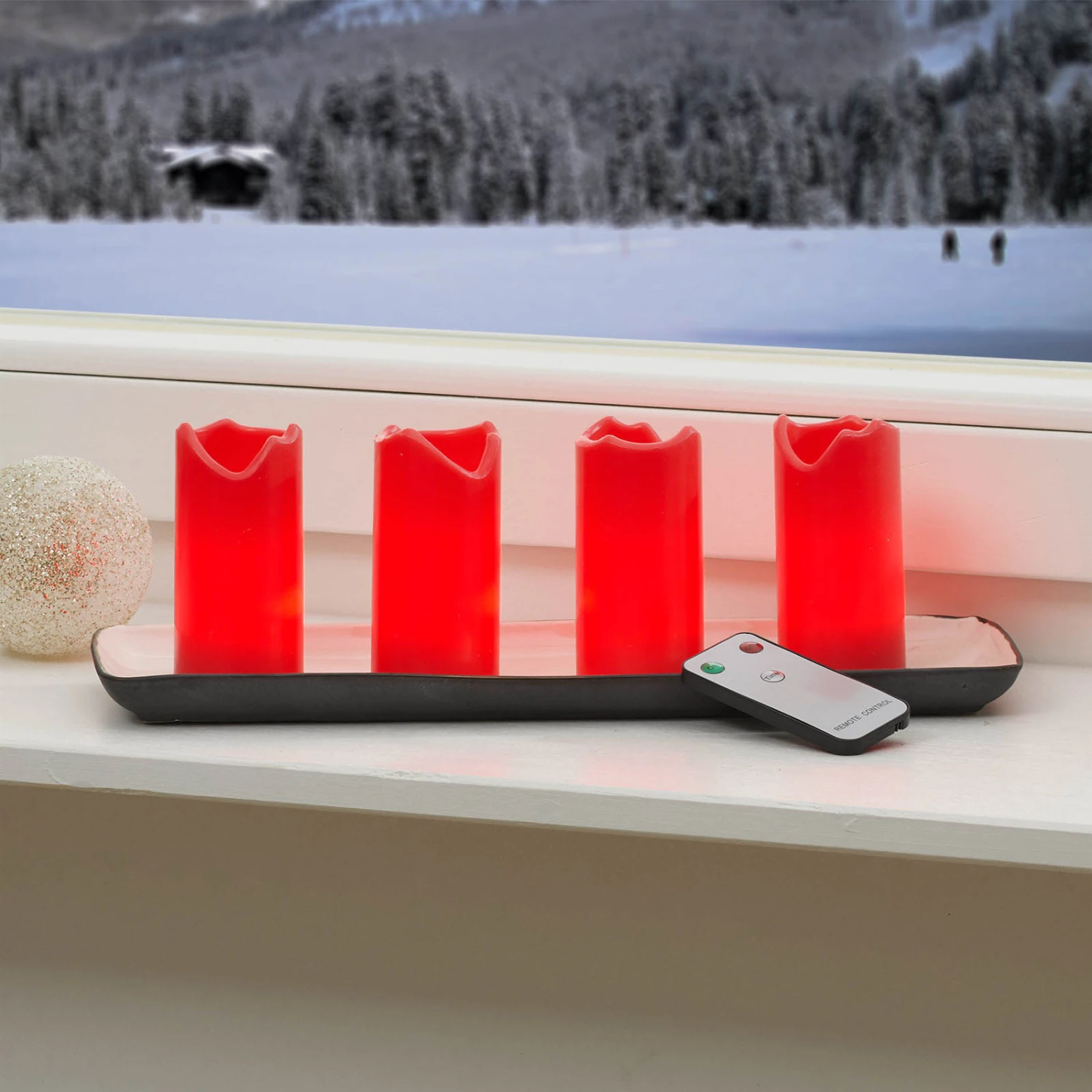 4-er Set - Candle LED-Kerzen M. Fernbedienung Rot