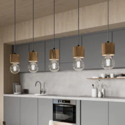 Envostar Terra Hängeleuchte, Kiefer Dunkel, 5fl