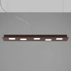Fabbian Quarter - Braune LED-Hängeleuchte 5flg.