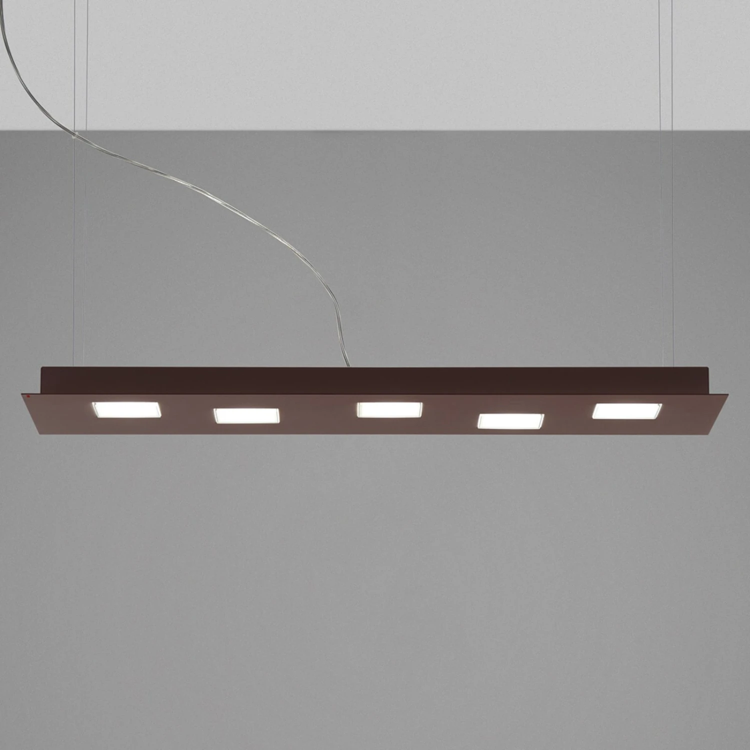 Fabbian Quarter - Braune LED-Hängeleuchte 5flg.