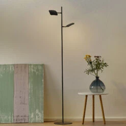 LED-Stehleuchte Raggio, Zweiflammig, Schwarz