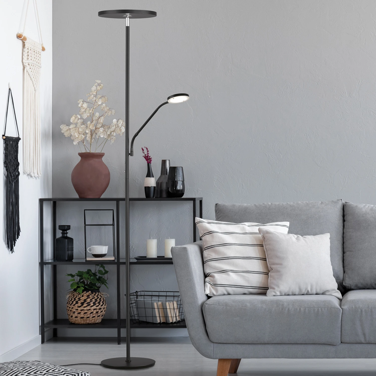 LED-Stehleuchte Fabi Mit Leselampe, Schwarz Matt – Bild 2