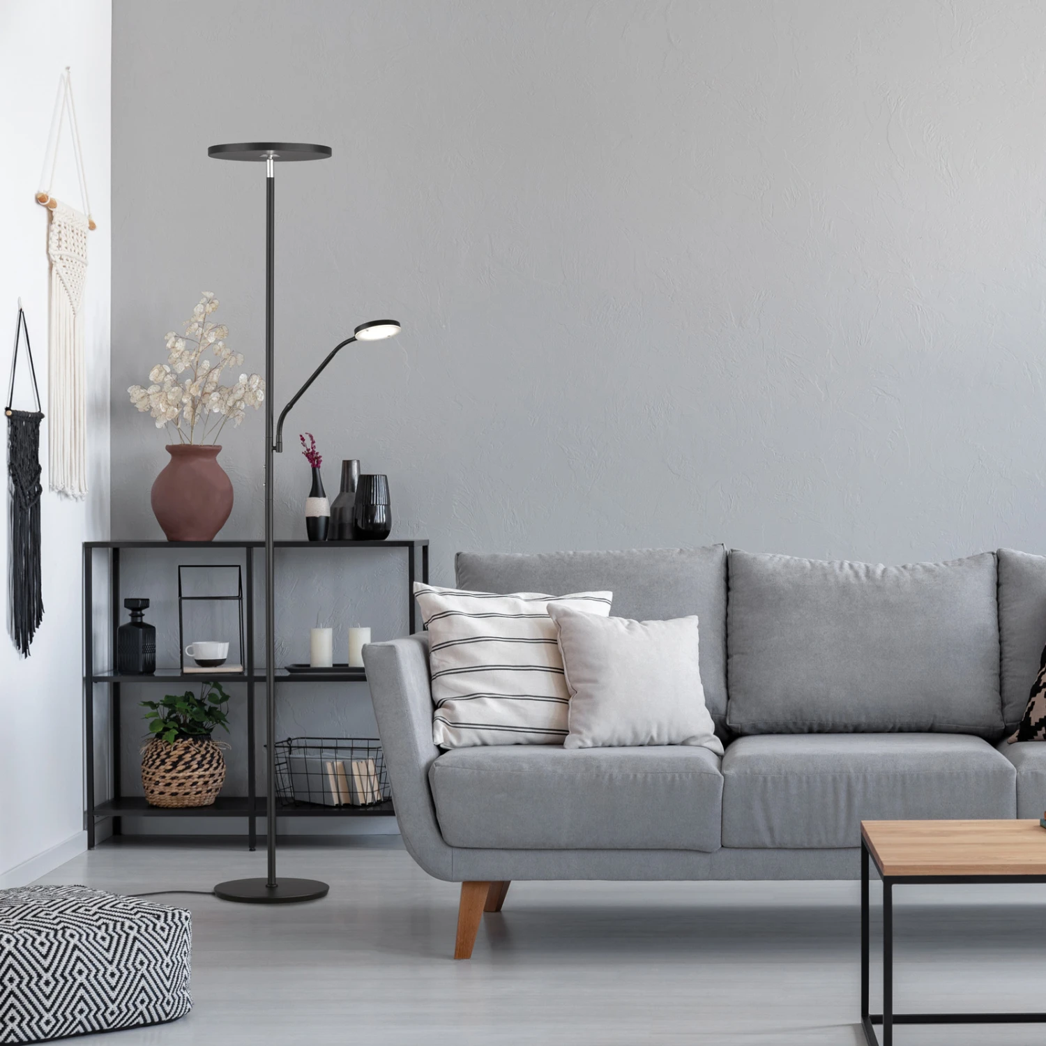 LED-Stehleuchte Fabi Mit Leselampe, Schwarz Matt – Bild 7