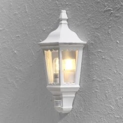 Konstsmide Außenwandlampe Firenze Halbschale, Sensor, Weiß