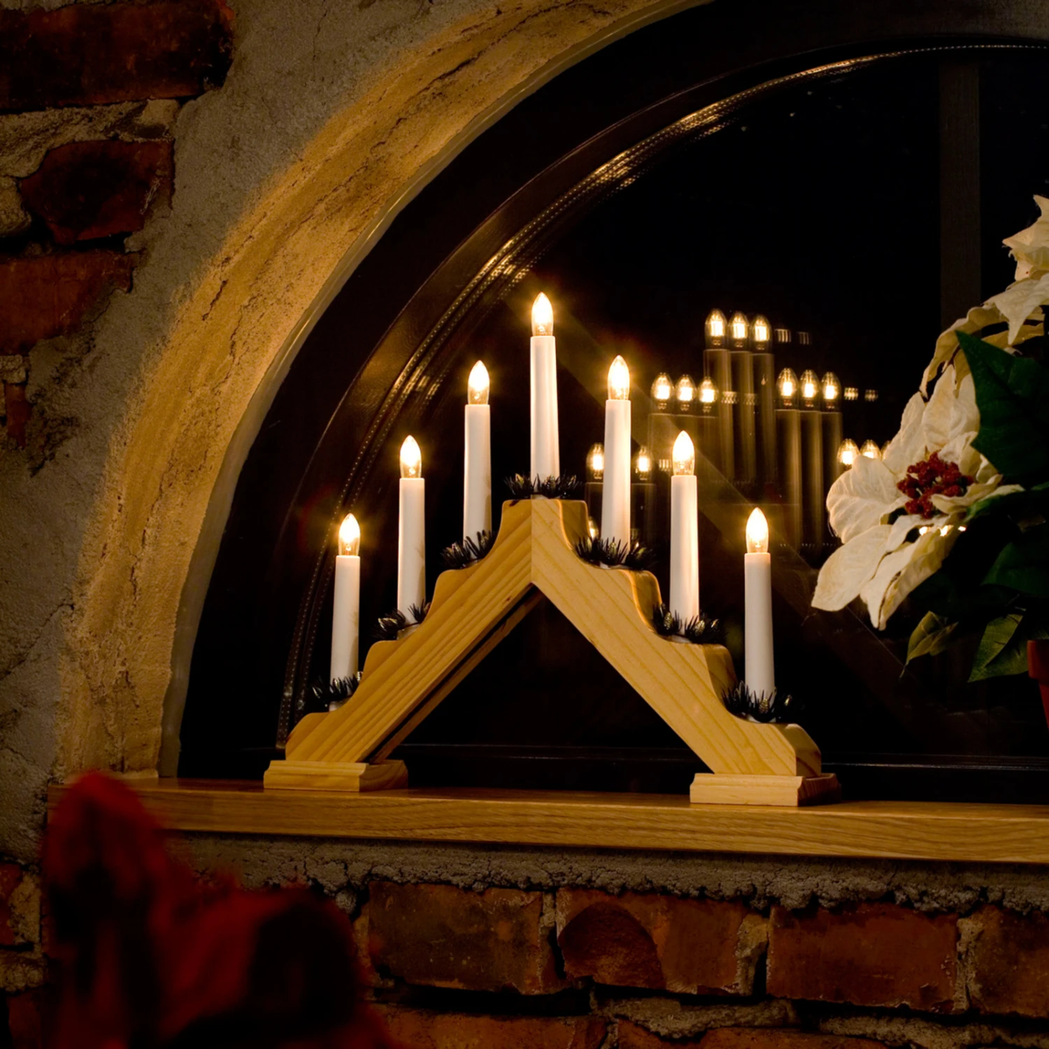 Heller Holz-Kerzenleuchter 7-flg. – Bild 3