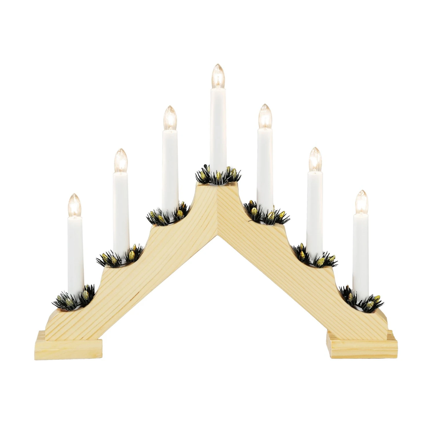 Heller Holz-Kerzenleuchter 7-flg. – Bild 4