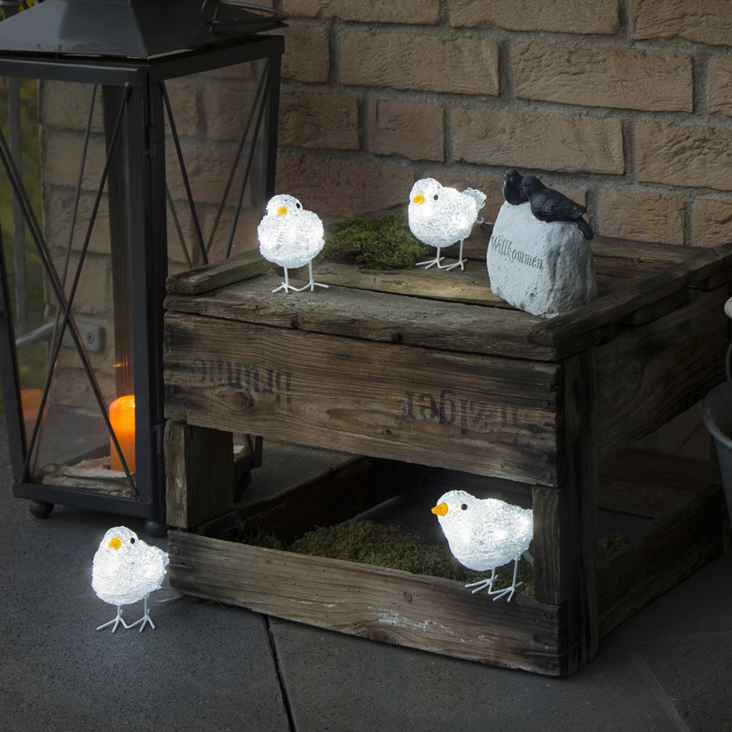 Niedliche Außen-Deko LED Vogelquintett – Bild 6