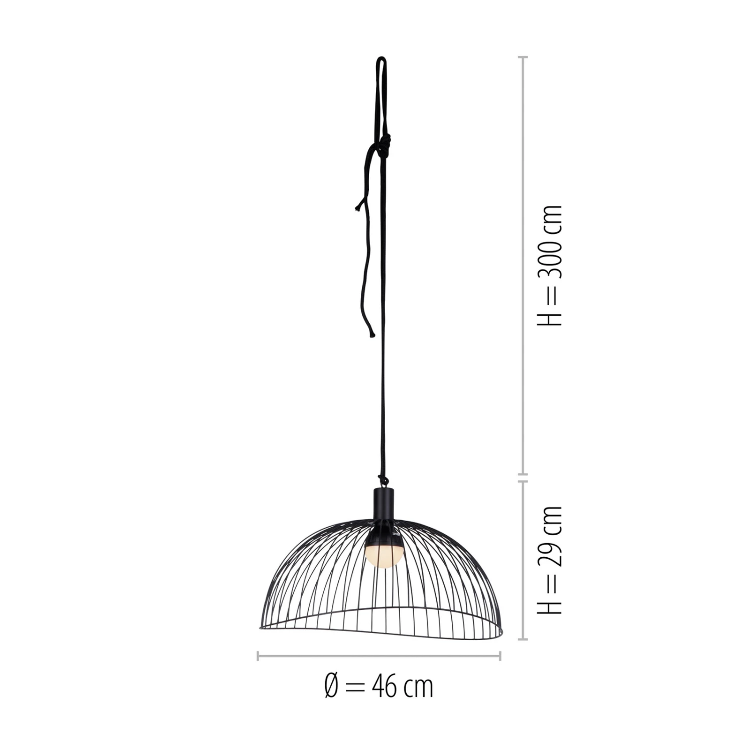 Akku-LED-Pendelleuchte David, Eisenschirm, Dimmbar – Bild 9