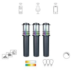 Müller Licht Tint Petunia LED-Wegeleuchte 3er Set