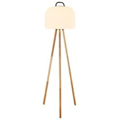 Nordlux LED-Stehleuchte Kettle Tripod Holz, Schirm 36cm
