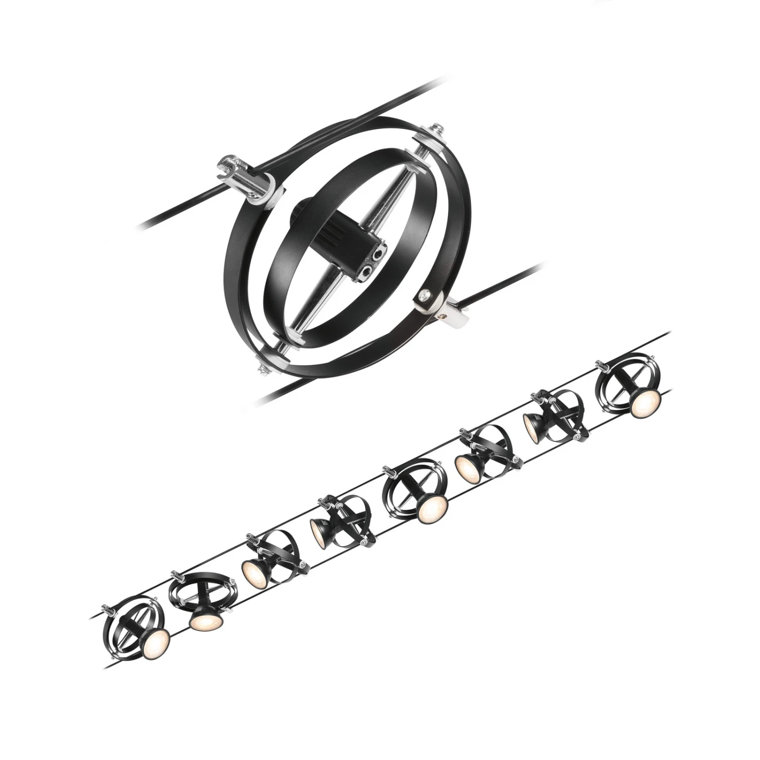 Paulmann Cardan Seilsystem Achtflammig, Schwarz M.