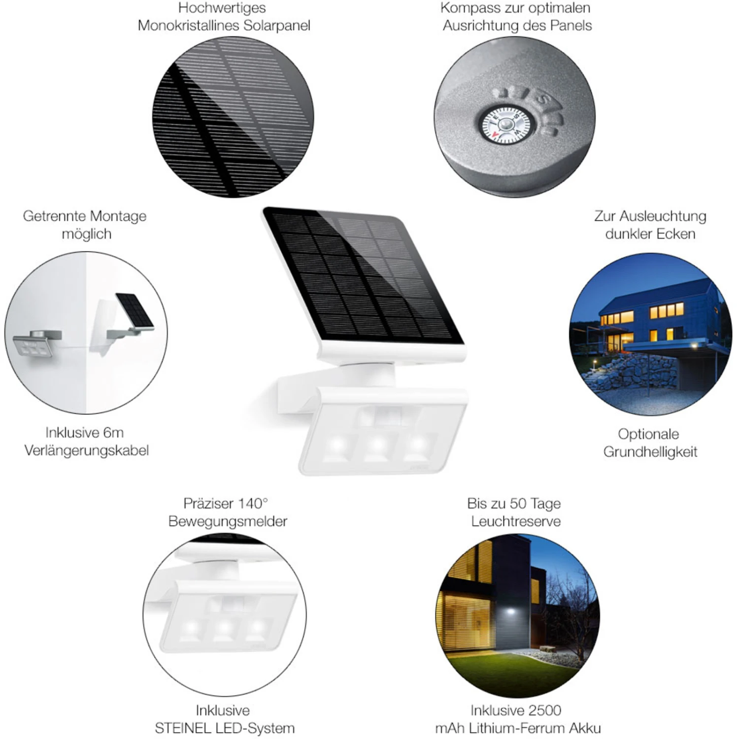 STEINEL XSolar L-S Solar-LED-Außenwandlampe Weiß – Bild 3
