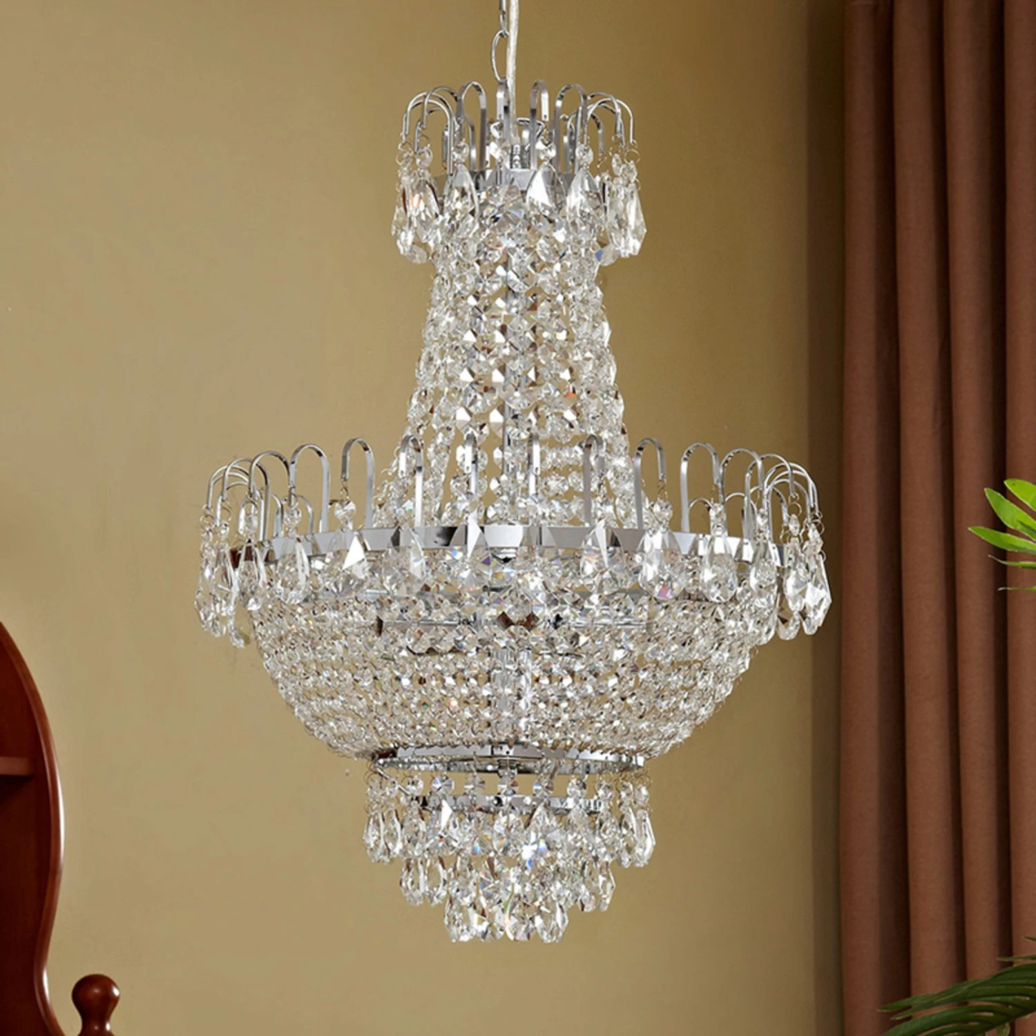 Chromglänzende Kristall-Pendelleuchte Casparia – Bild 2