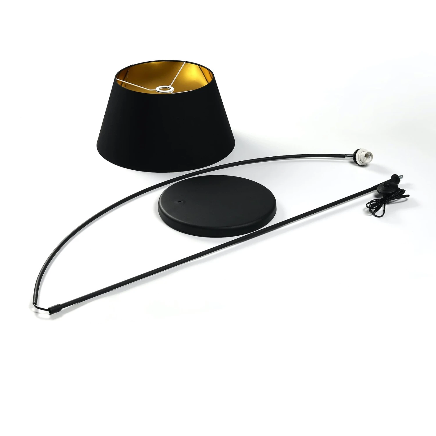 Bogenstehlampe Esti Mit Stoffschirm, Schwarz-gold – Bild 8