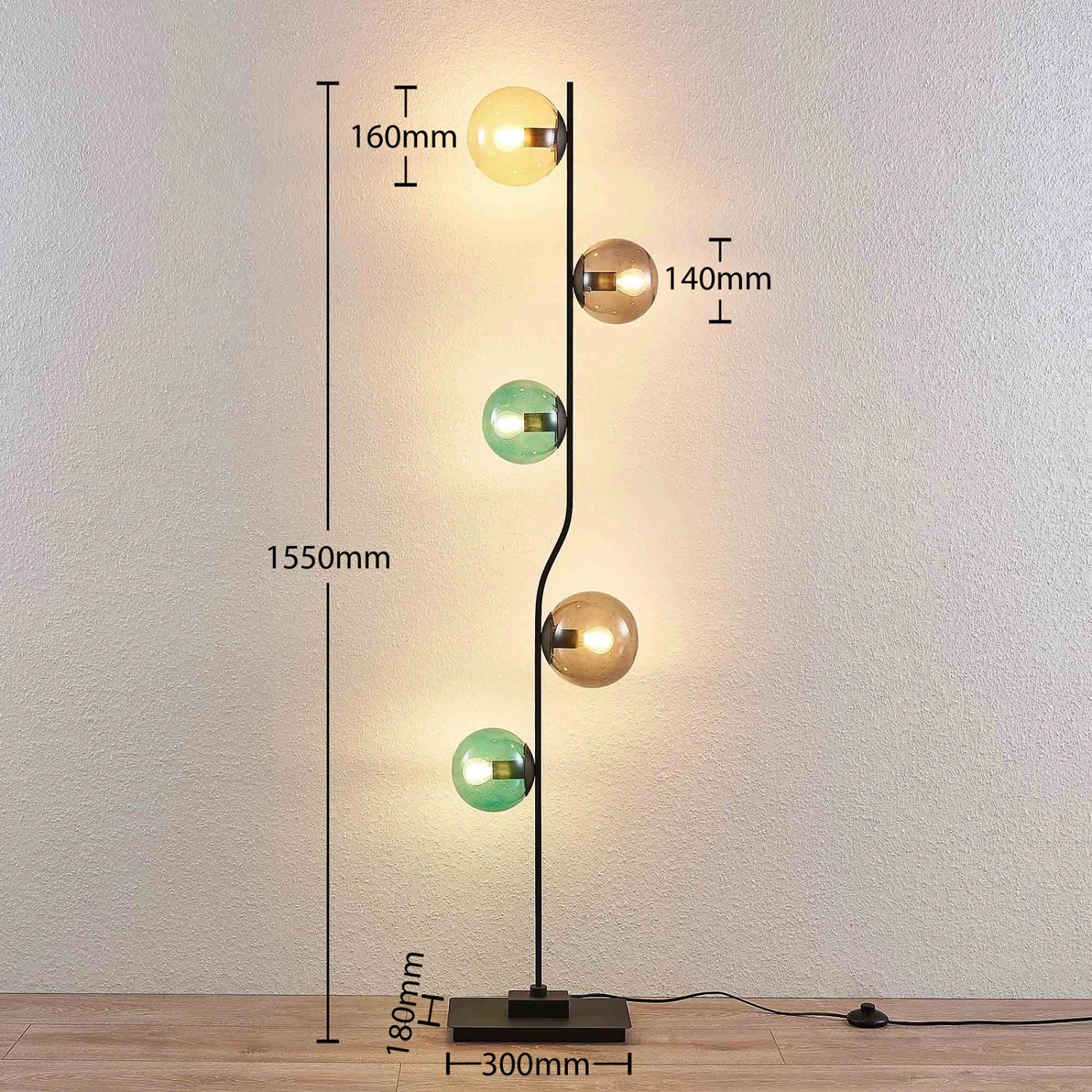 Lindby Avalyn Stehlampe, Mehrfarbig, Schwarz – Bild 4