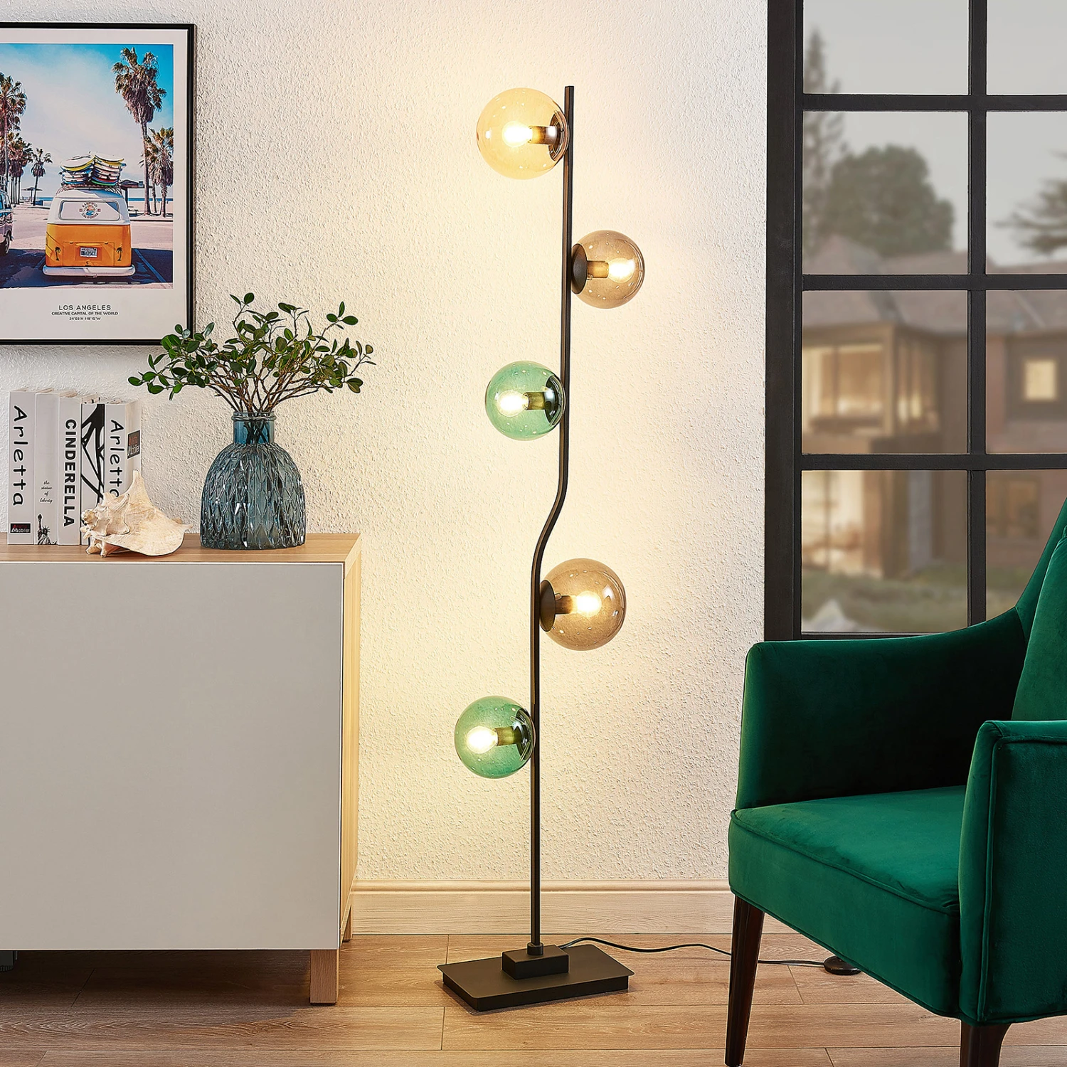 Lindby Avalyn Stehlampe, Mehrfarbig, Schwarz