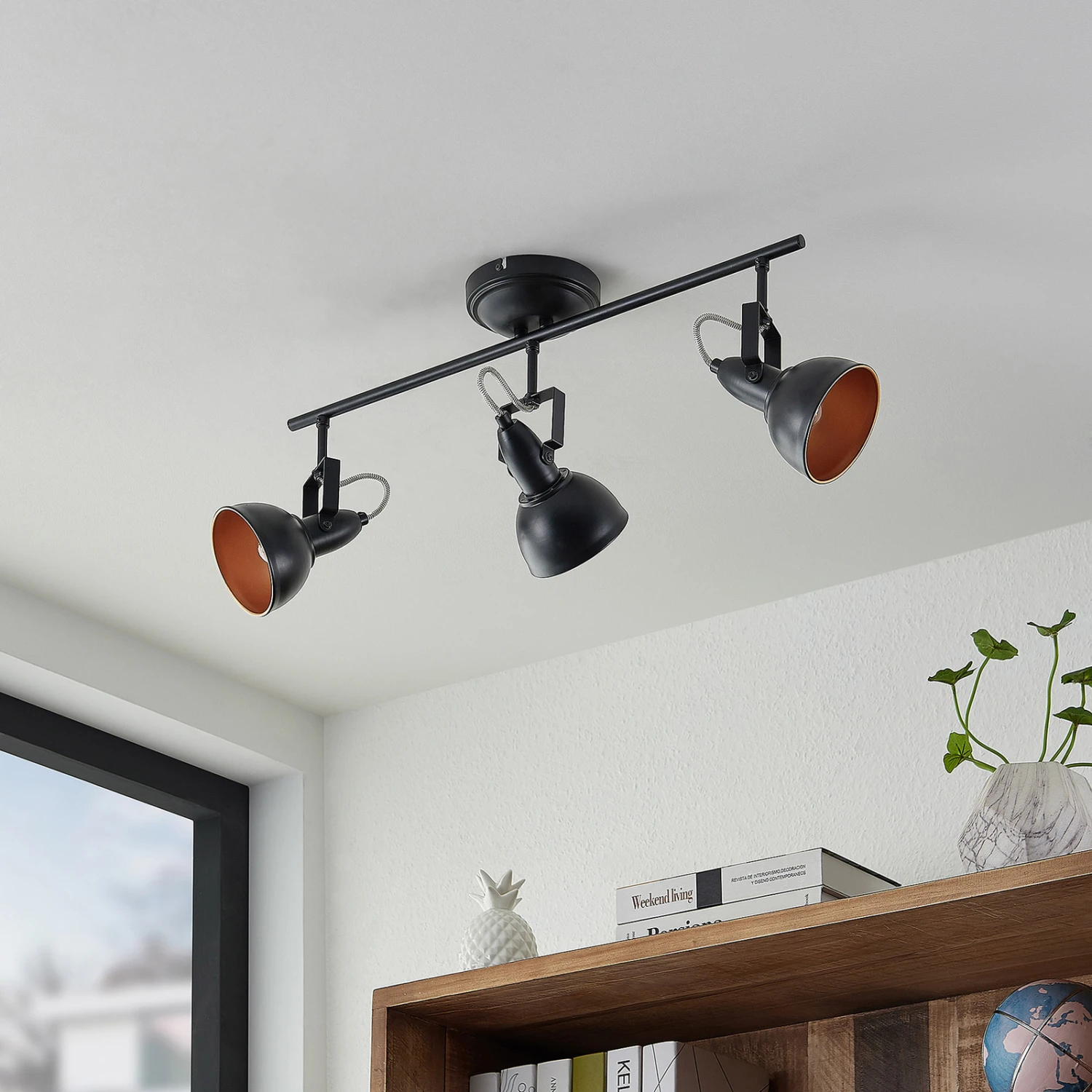 Lindby Morgana Strahler, Schwarz-gold, Dreiflammig – Bild 3