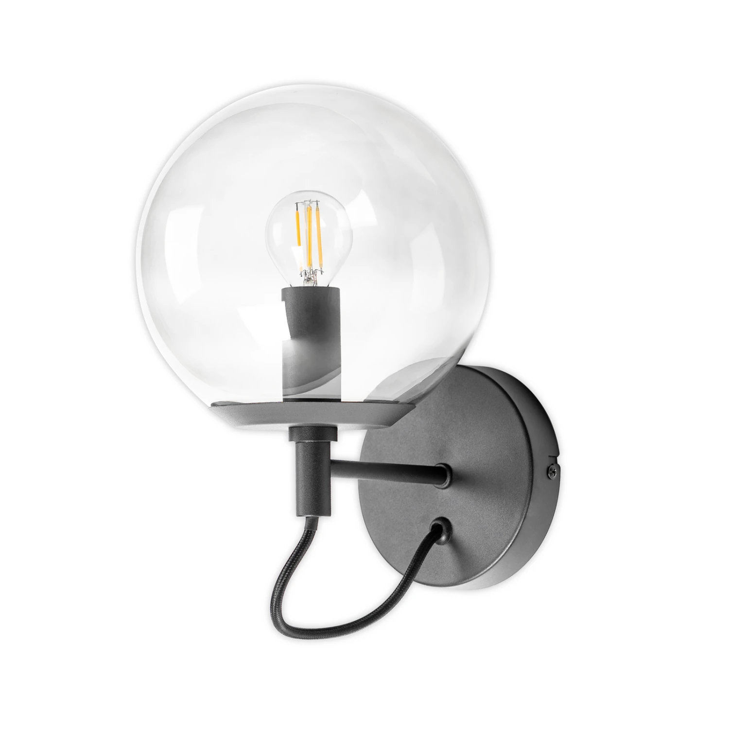 Lucande Sotiana Wandleuchte, Glaskugel, Schwarz – Bild 4
