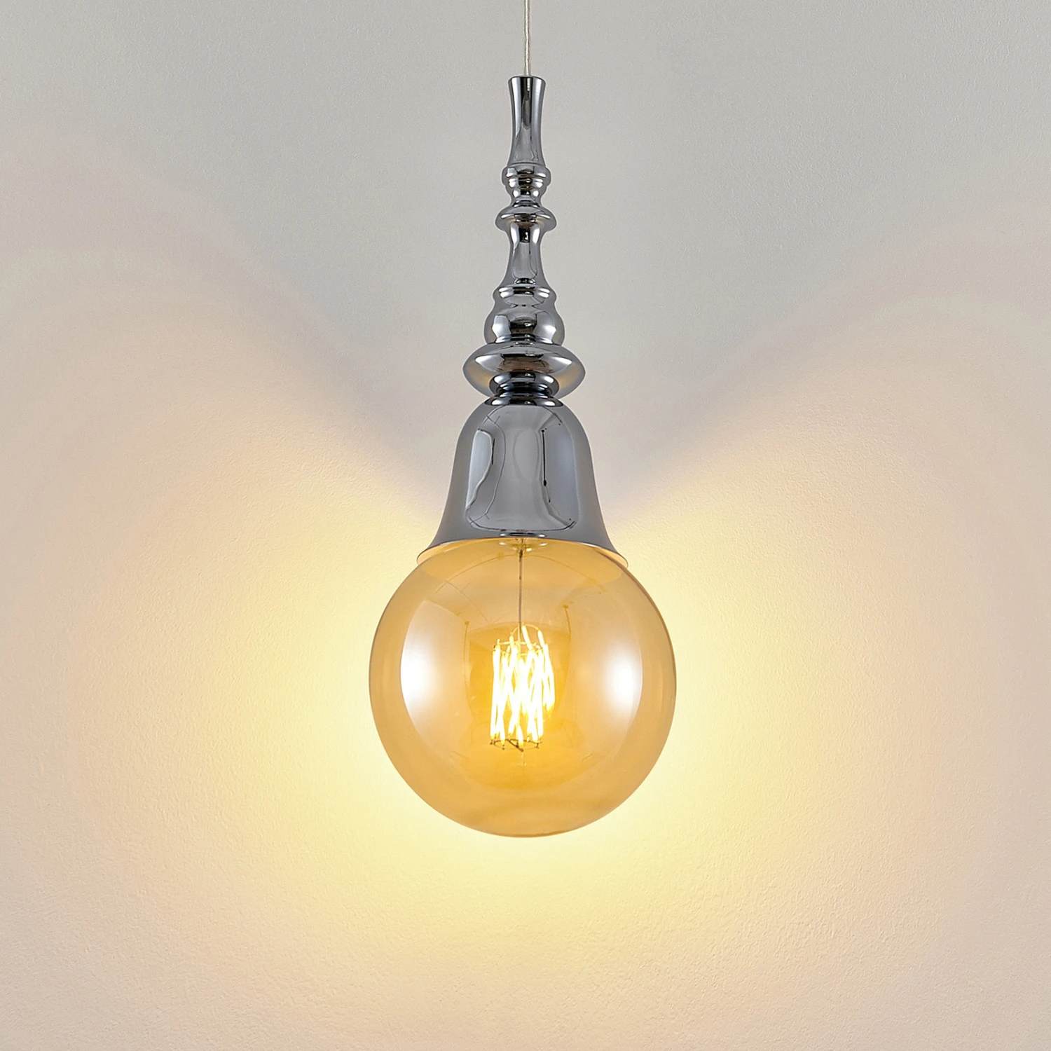 Lucande Gesja Pendellampe, Schirmlos, 1-fl., Chrom – Bild 4