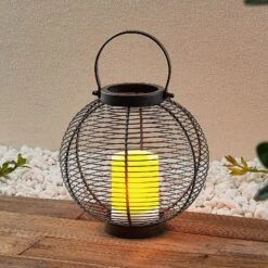 Lindby Mairuna LED-Solar-Laterne, Schwarz, 22,7 Cm