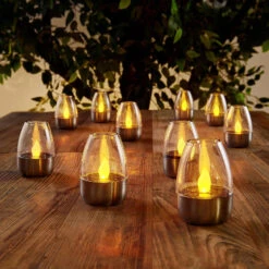 ELC Nicuria LED-Solarlampen, Edelstahl, 10er-Set